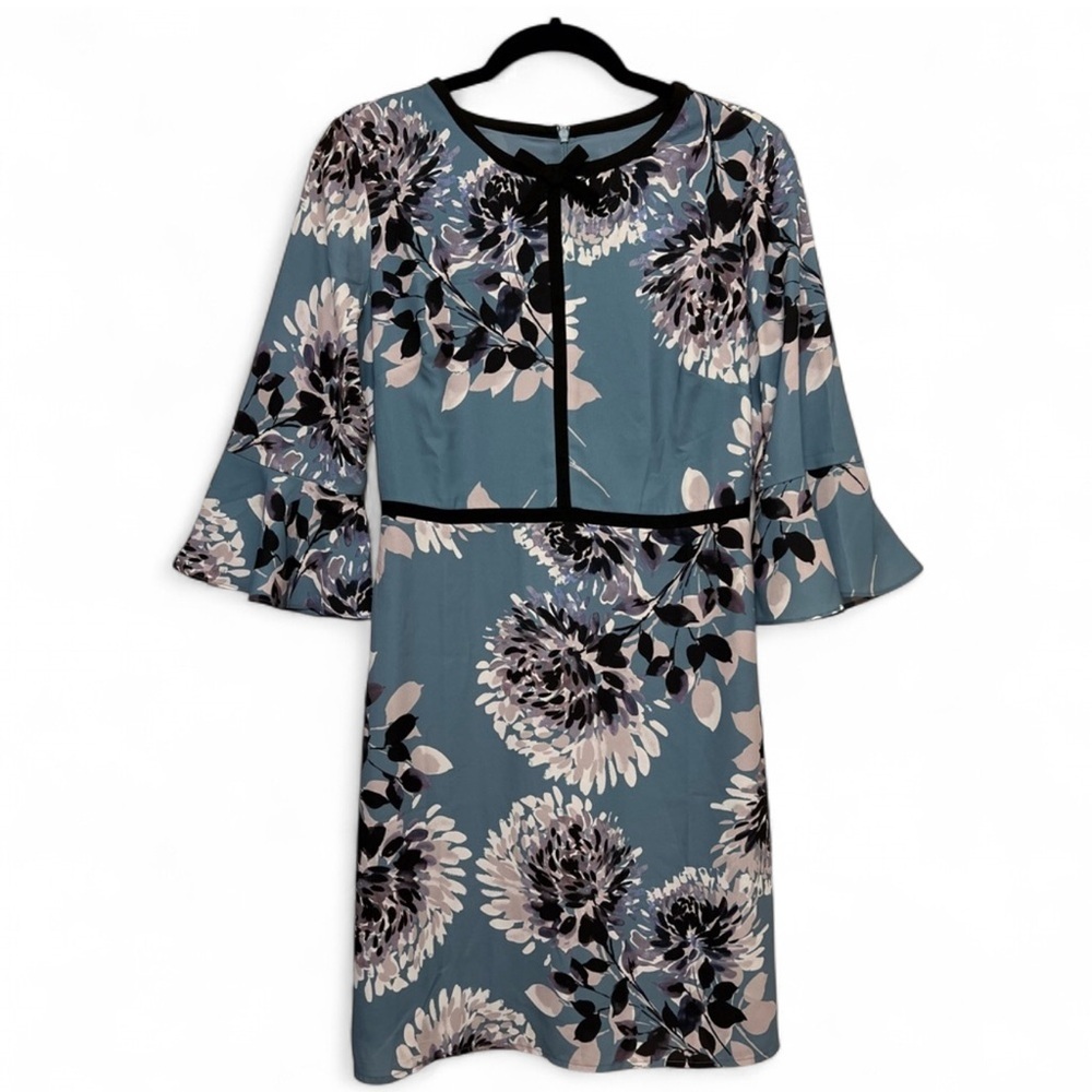 Lark & Ro Floral Bell-Sleeve Sheath Dress - Size S - Picture 2 of 10